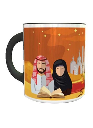 Arabic Cultural Printed Magic Coffee Mug Orange/Yellow/Black