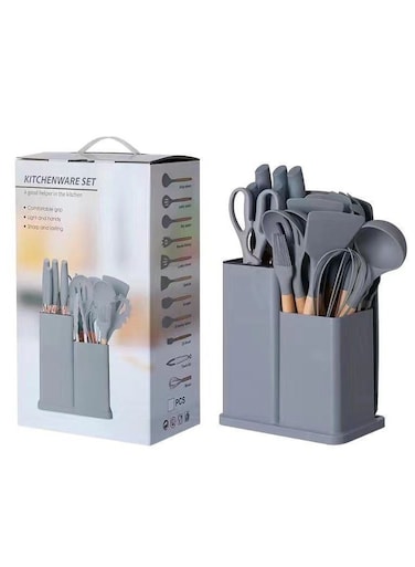 Wooden Handle Silicone Kitchenware 19-Piece Set High Temperature Resistant Non-Stick Cooking