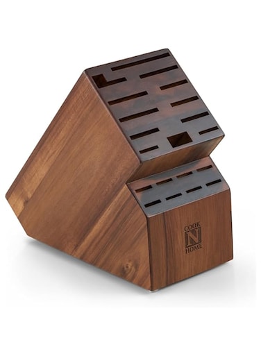 Cook N Home Acacia Wood Knife Storage Block without Knives, 20 Slot Universal Knife Holder Countertop Butcher Block Knife Stand for Easy Kitchen Storage