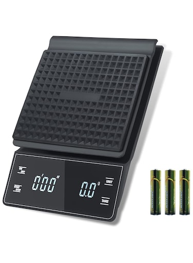 TERRIFI Digital Coffee Scale with Timer, 3 kg/0.1 g High Precision Kitchen Food Scale Drip Espresso Scale with Back-Lit LED Display (Batteries Included)