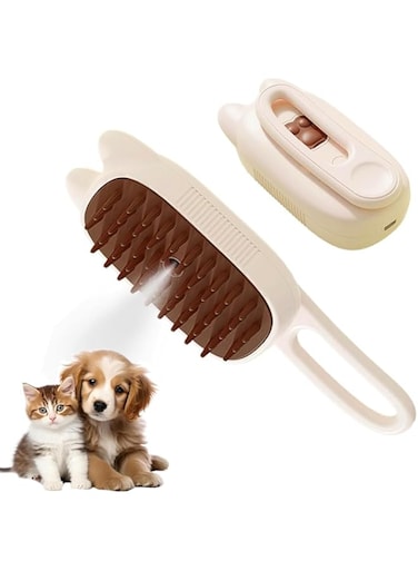 Arshany Cat Steam Brush, 3 In 1 Cat Hair Brush with Steamer Multifunctional Spray Cat Grooming Brush Self Cleaning Steam Cat Comb for Removing Tangled and Fluffy Hair, Steamy Pet Cat Brush for Massage