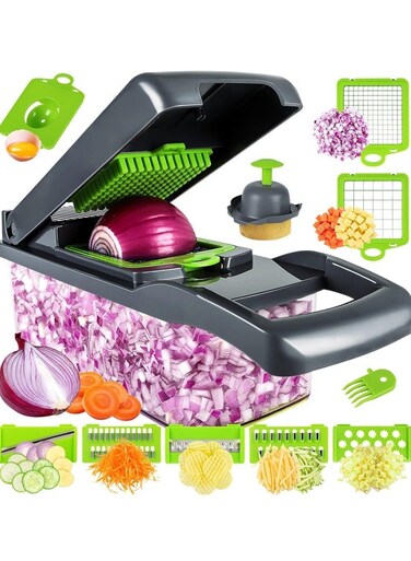 Flyer 14 in 1 multi-function vegetable and fruit chopper, replaceable blade chopper, slicer set, suitable for home kitchen