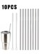 Reusable Stainless Steel Drinking Straws with Brushes, Silver for Coffee Juice Tumblers Cups