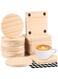 TERRIFI 20 Pieces Unfinished Wood Coasters, 4-Inch Square and Round Blank Wooden Coasters for Crafts, DIY Stained Painting, Wood Engraving, with Non-Slip Silicon Dots for Home Decoration