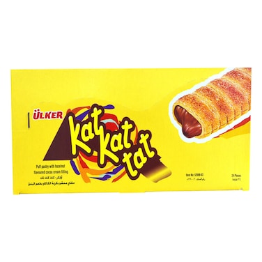 Ulker Kat Kat Tat Chocolate Flavour Puff Pastry, 32g Pack of 24