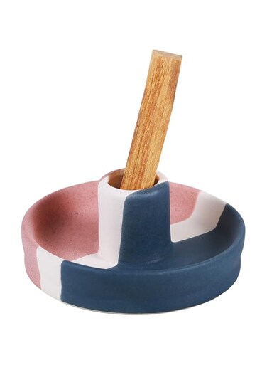 Abeecandi Palo Santo Holder, Ceramic Incense Burner for Palo Santo Stick, Scent Wood Stand and Ash Catcher (Blue&amp;Red)