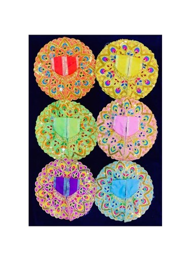 Garden Of Arts Handmade Krishna Kanha ji Ganpati Radha rani Poshak Set of 1 Multicolour heavy embroidery and pearls work Size 2