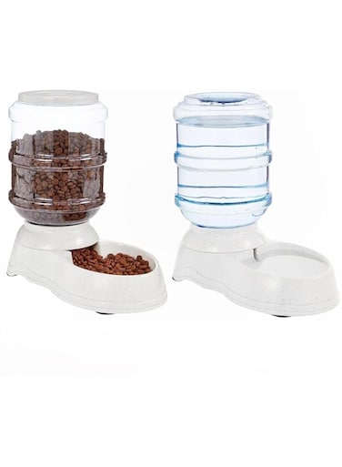 Pet Feeder and Water Dispenser Set, 3.8L Capacity, Automatic, for Dogs Cats