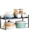 U-HOOME Expandable Cabinet Shelf Organiser Storage Rack, Kitchen Cabinet Organizer Shelf, Cupboard Stand Spice Rack, Stackable Heavy Duty Plate Pantry Shelves Space Riser for Kitchen Bathroom (Black)