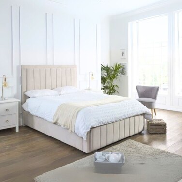 Harmony Dreams Upholstered King Size Bed (180 X 190 CM) Dark Beige Color