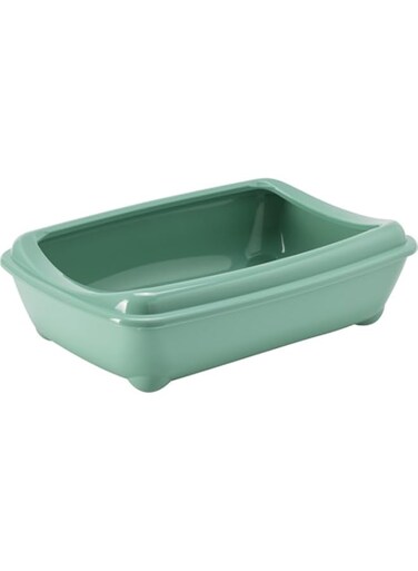 Moderna Arist-O-Tray-Cat Litter Tray 43 x 30.9 x 12.3 cm (With Rim)-Green