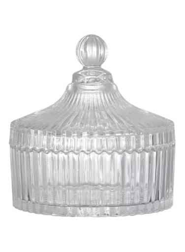 Candy Storage jar, 300ml Clear Sugar Dish Crystal Covered Candy Bowl, Tent-Shaped Food Container for Storing Sweets, Sugar, Jewelry, Perfect for Home D&eacute;cor, Valentine&rsquo;s, Eid &amp; Christmas Gift