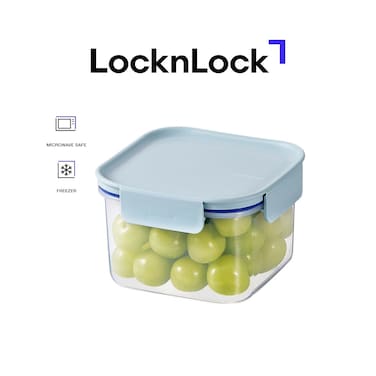 LocknLock Classic Plus Square Food Container 860ml &ndash; Mint, 4-Side Locking, Stackable &amp; Leakproof