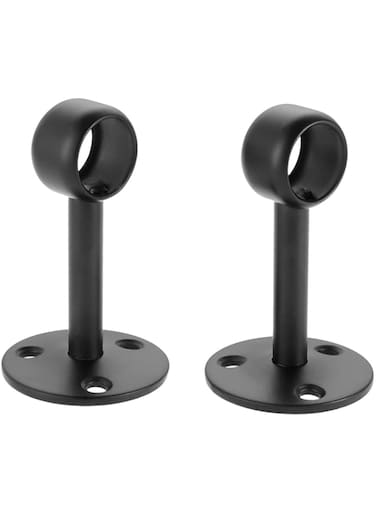 SKEIDO 2Pcs Curtain Ceiling-Mount Bracket Stainless Steel Flange Rod Holder Closet Pole End Supports Socket for 22mm Tube