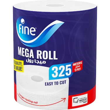 Fine Mega Roll Tissues, 1500 sheets x 1Ply 325m Kitchen Paper Towel