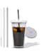 Kensal Home Reusable Iced Coffee Cup (16 Oz/Grande), Leak Proof and Double Wall Insulated Iced Coffee Tumbler, with Reusable Plastic and Metal Straws and Straw Cleaner
