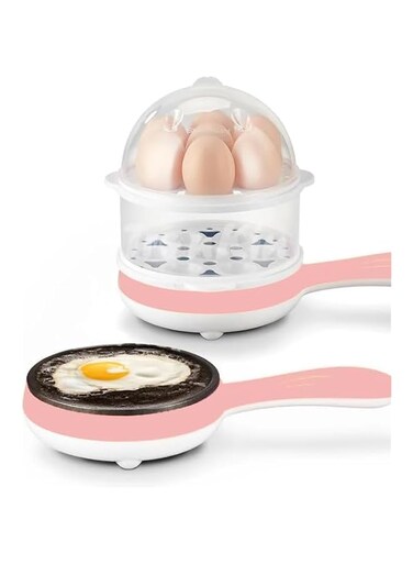 Electric Egg Cooker for 14 Eggs, Double Tier Rapid Egg Boiler for Soft, Medium, and Hard Boiled Eggs, Poached, and Scrambled Eggs, Omelets Maker and Vegetable Steamer with Auto Shut Off Feature (Pink)