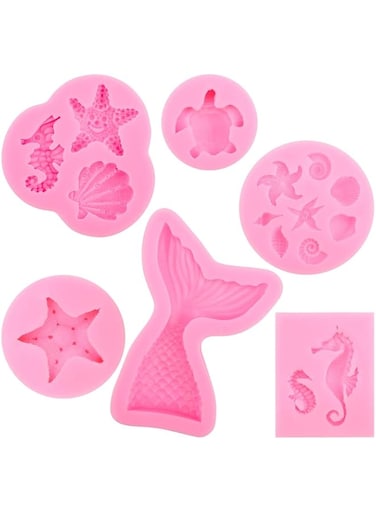SYOSI DIY Animal Silicone Molds Set Reusable Sweet Baking Molds Tools Mermaid Tail Ocean Seashell 3D Shaped Molds for Cake Chocolate Candy Fondant Muffin Ice Jelly Baking Candy Chocolate