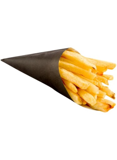 Restaurantware Conetek 5.9-inch Environment Friendly Black Finger Food Cones: Perfect for Appetizers - Grease-Proof and Food-Safe Paper Cone - Disposable and Recyclable - 100-CT -