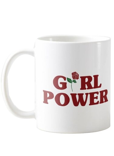 Piece Girl Power Rose Printed Mug White/Red