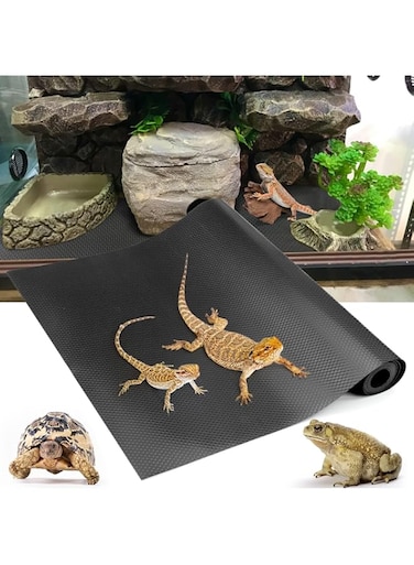 NALACAL Reptile Substrate Mat Carpet, Bearded Dragon Tank Accessories, Reptile Terrarium Carpet Substrate for Leopard Gecko, Lizard, Iguana, Snake, Non-Adhesive Reptile Habitat Bedding (Black 79inch)