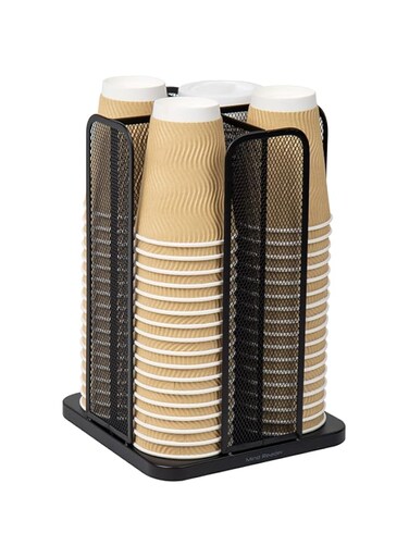 Mind Reader Carousel 4 Compartment Cup And Lid Organizer, Black Mesh