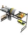 NICE　Dish Drying Rack Over Sink，Shelf Shelves， رف رفوف Shelf Dish Rack Over-Draining Rack Sink Organizer with Utensil Holder Hooks for Kitchen Storage - Kitchen Space Saver