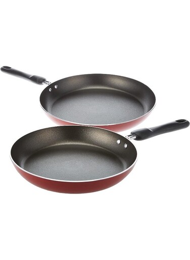 Frypan Set Of 2 Pieces-24 Cm And 28Cm Aluminium Non-Stick- Red Red 24/28cm