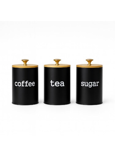 Kitchen Storage Canister Set &acirc;&euro;&ldquo; Coffee Tea Sugar Jars with Lid, Modern Countertop Organizer for Kitchen, Home &amp; Cafe