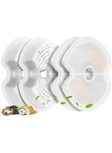 GERUI 4 PCS Cat Water Fountain Filter Replacement,Cotton Activated 4 Stage Pet Water Fountain Filter Replacment for Cats and Dogs, Cleaning and Filtering for Pet Fountain (Fountain Filter)