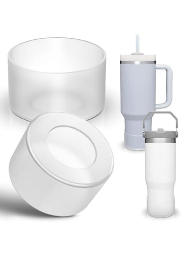 2 pack Silicone Boot For Stanley Quencher Tumbler 30 oz 40 oz, Bottom Boot for Stanley IceFlow Flip 30 20 oz, Protector Sleeve for Water Bottle 12-24oz (Transparent)
