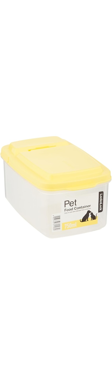LocknLock Lock &amp; Lock Pet Dry Food Container, 750 ml Capacity, Yellow/White