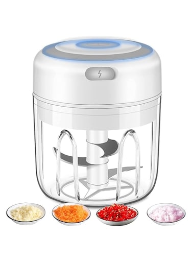 Electric Mini Garlic Chopper, Portable Food Processor, Vegetable Chopper Onion Mincer, Cordless Meat Grinder with USB Charging for Vegetable, Pepper, Onion, Baby Food, Seasoning, Nuts (BPA-Free)