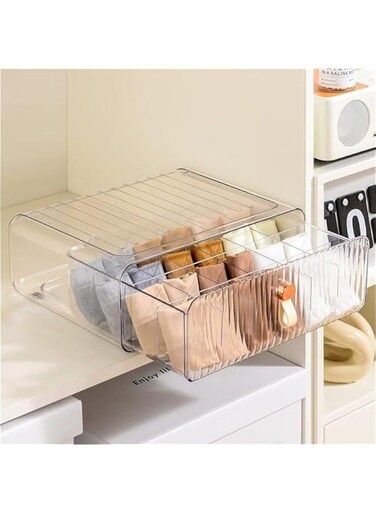 Socks Underwear Drawer Organzier Dividers, Stackable Closet Organzier, Drawer Organzier for Clothing, Plastic Underwear Organziers and Storage for Baby Clothes, Bra, Ties, Belts