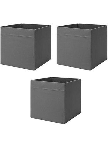 IKEA Drona Box (Dark Gray, Pack of 3, L: 15in x W: 13in x H: 13in)
