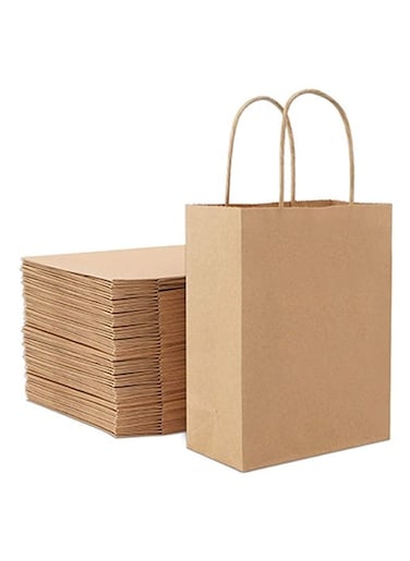 Kraft Paper Bag Brown Twisted Handle 33x34x18 cm Paper Party Bags Hen Party Bags Kraft Paper Bag Bride Birthday Gift Bag Wedding Celebrations Bags For Party Favour Pack of 50 Pieces.