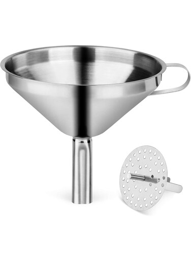 Steel Funnel with Detachable Strainer/Filter, 5", Silver
