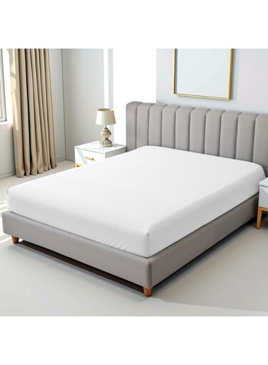 Linen Klub 1-Piece Stripe Fitted Sheet- Luxury Hotel Collection, 100% Premium Cotton with Smooth Sateen Texture, Deep Pocket with Durable Elastic Edges &acirc;&euro;&ldquo; Size: Queen Cotton White 180x200+30cm