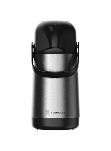 TERMOLAR LUMINA PUMP GLASS VACCUM FLASK AIRPOT, Heavy Duty and , Easy to pour and easy to clean Spout, Thermal Insulation, For Indoor and Outdoor Use SILVER 500ML