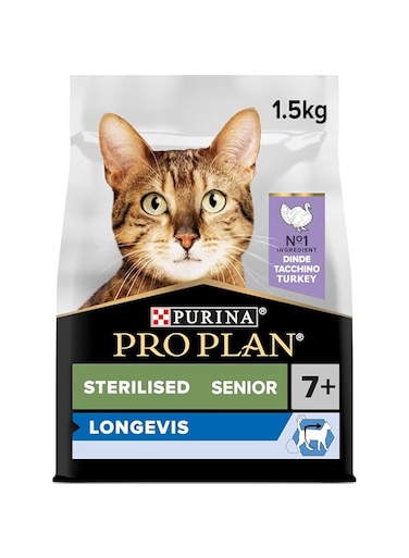 Purina Pro Plan Sterilised Senior 7+ Longevis Dry Cat Food with Turkey, 1.5 kg
