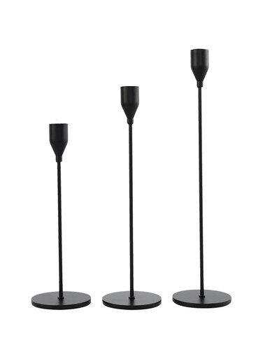 Denique Matte Black Candle Holders Set of 3, Tall Candlestick Holder for Taper Candles, Metal Candelabra for 3/4inch Candles, Ideal for Wedding, Dinning, Party, Interior Decorating