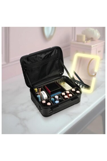 Lifestyle Travel Makeup Bag with Detachable LED Mirror, Adjustable Brightness &amp; USB-C