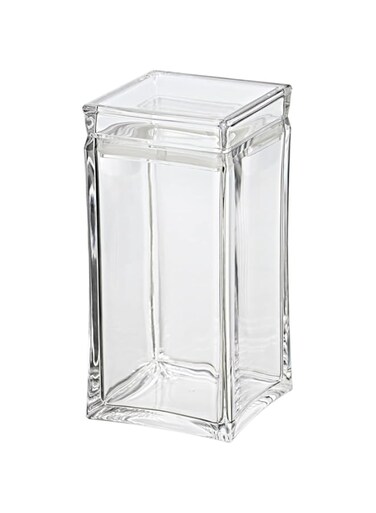 Vague Acrylic Square Canister Jar, 1.2 Litre Capacity, Transparent