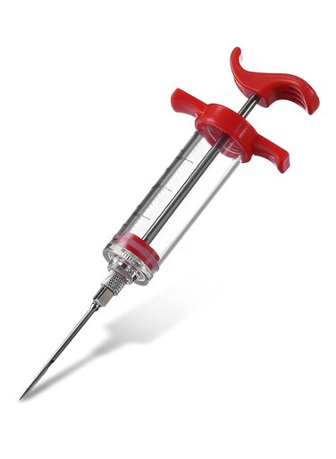 Injector Flavour Syringe BBQ Tool Red/Clear/Silver