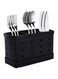 Fadcaer Utensil Holder,Stainless Steel Utensil Holder,Cutlery Drainer Tableware Holder with 3 Compartments,Stainless Steel Kitchen Utensils Organizer,Countertop Cutlery Drying Holder (Black)