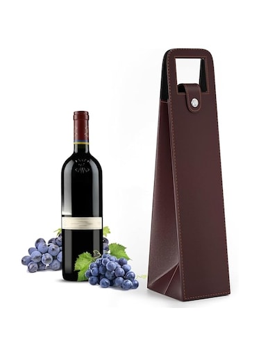 THE WHITE SHOP Wine Gift Bag, Reusable Leather Wine Tote Carrier, Single Bottle Champagne Beer Gift Bags Carrier for Birthday, Wedding, Picnic Party, Christmas Gifts (Color : Brown)