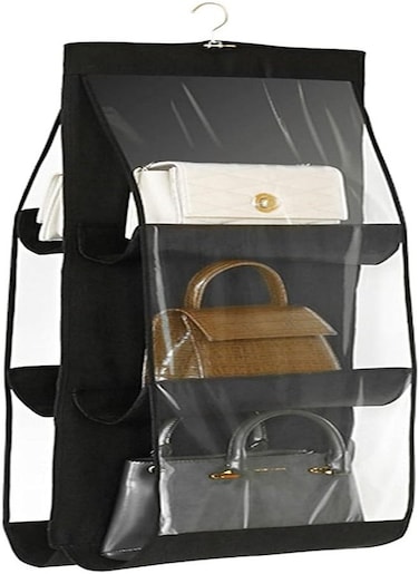 Goolsky Handbag Storage Hanging Purse Organizer Bedroom Organization Dust-Proof Holder Bag for Wardrobe Closet (Black)