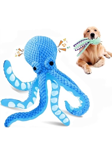 Premium Pet Plush Toy, Squeaky Dog Toys For Large Dogs Plush Dog Toys With Soft Fabric, Bite Buddy Chew Toy For Dogs, Premium Pet Plush Toy Octopus Dog Pet Octopus Plush Sound Toy(Blue)