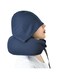 Travel Neck Pillow with Hood - Adult Travel Must Haves Airplane Hoodie Pillow, Premium Quality Memory Foam, Fit for Office, Car Ride, Sleeping (Navy blue)