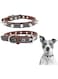 PETSARY Soft Genuine Spiked Dog Leather Collar - Spiked Studded Dog Anti-Biting Collar - Super Safety &amp; Quick Release - High Visibility Light Reflective for Big Dogs, Bulldog, Pugs, Cats Medium, Brown